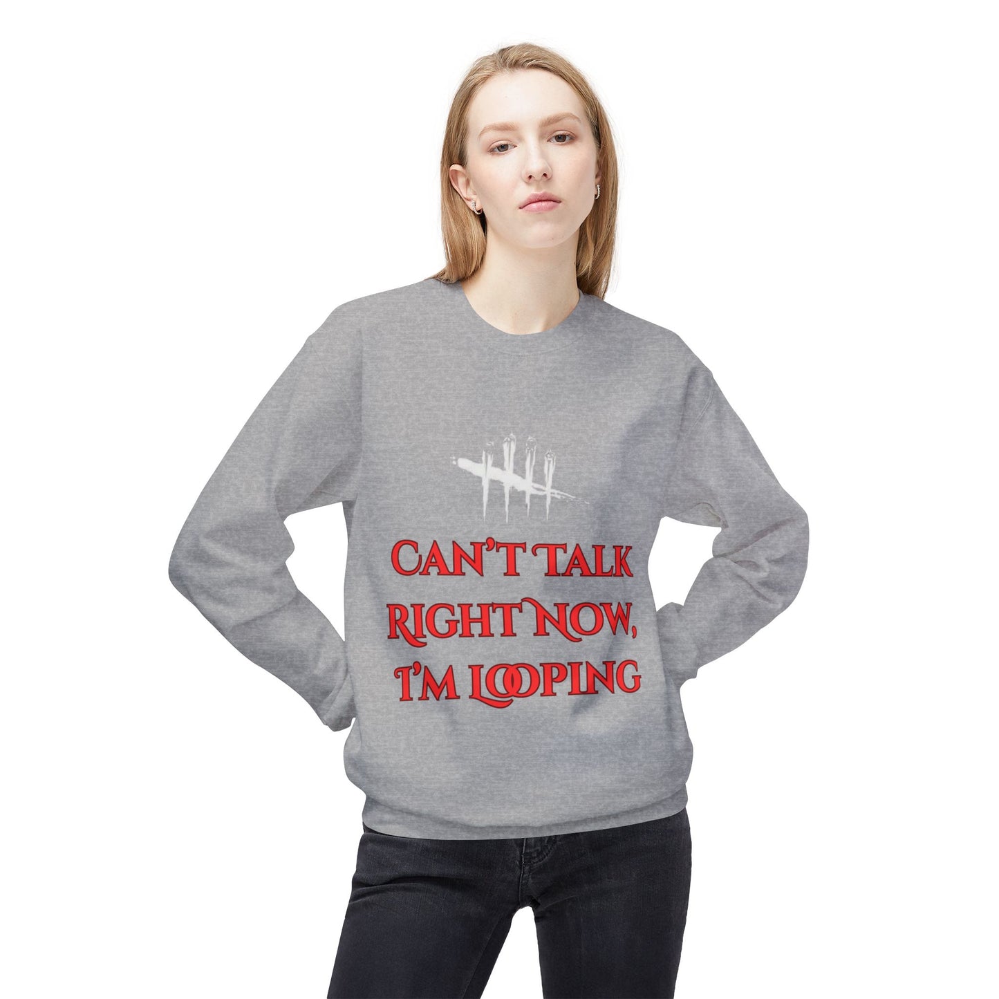 Can't Talk Right Now, I'm Looping Crewneck Sweatshirt (Dead by Daylight)
