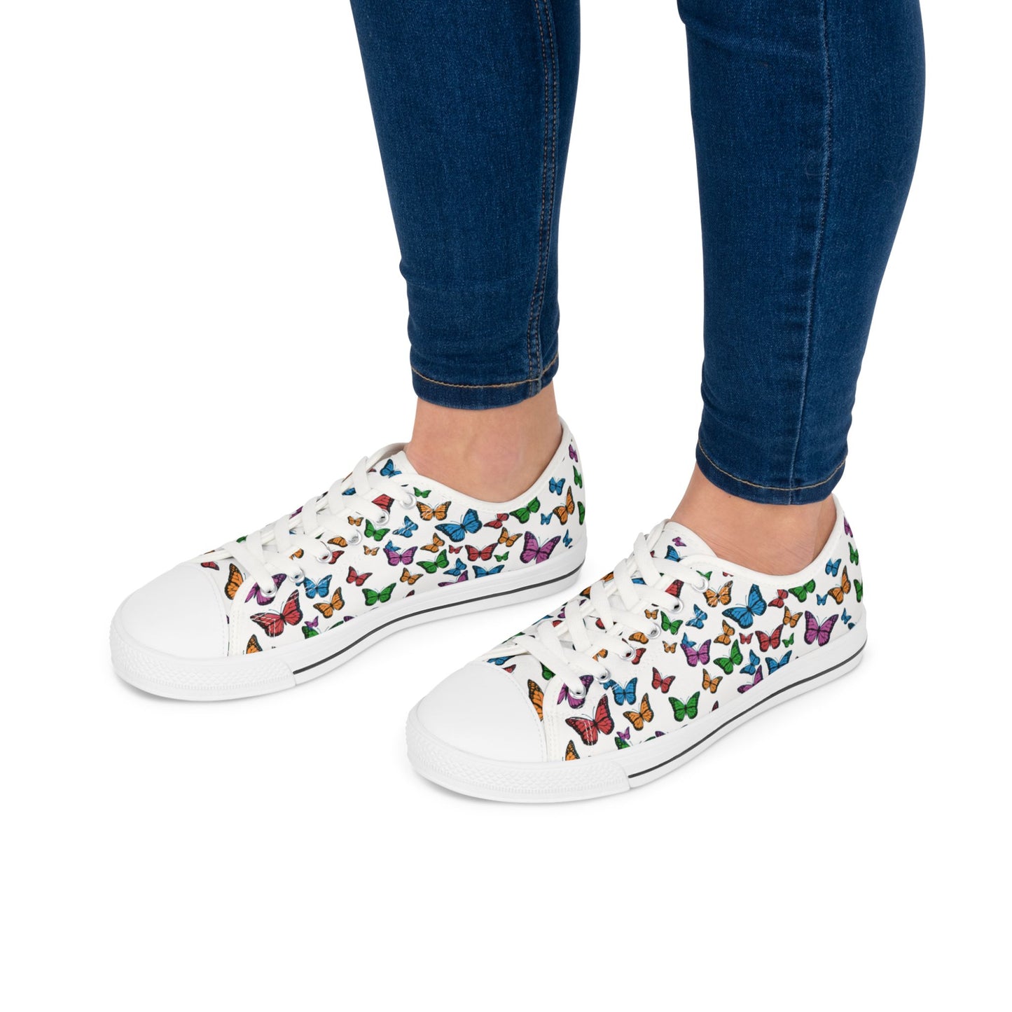 Colorful Butterfly Print Women's Low Top Sneakers