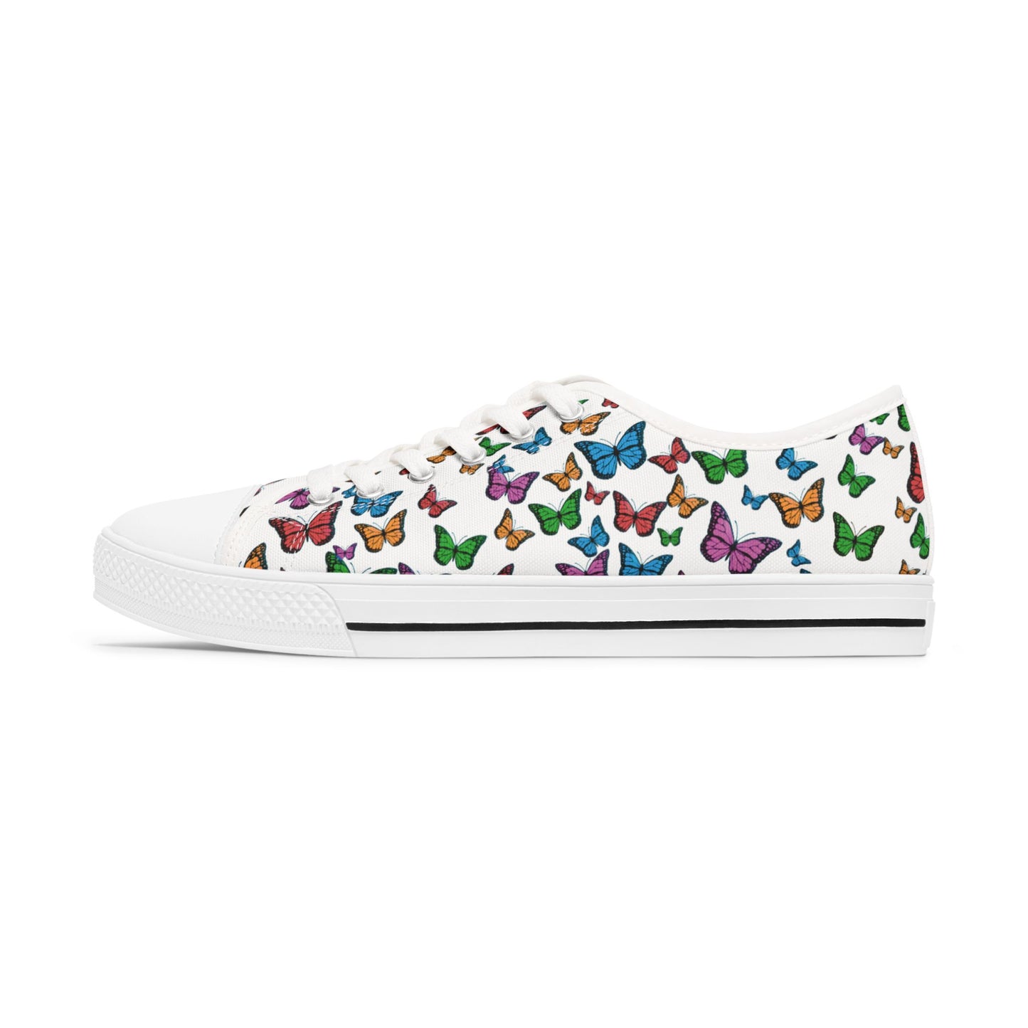 Colorful Butterfly Print Women's Low Top Sneakers