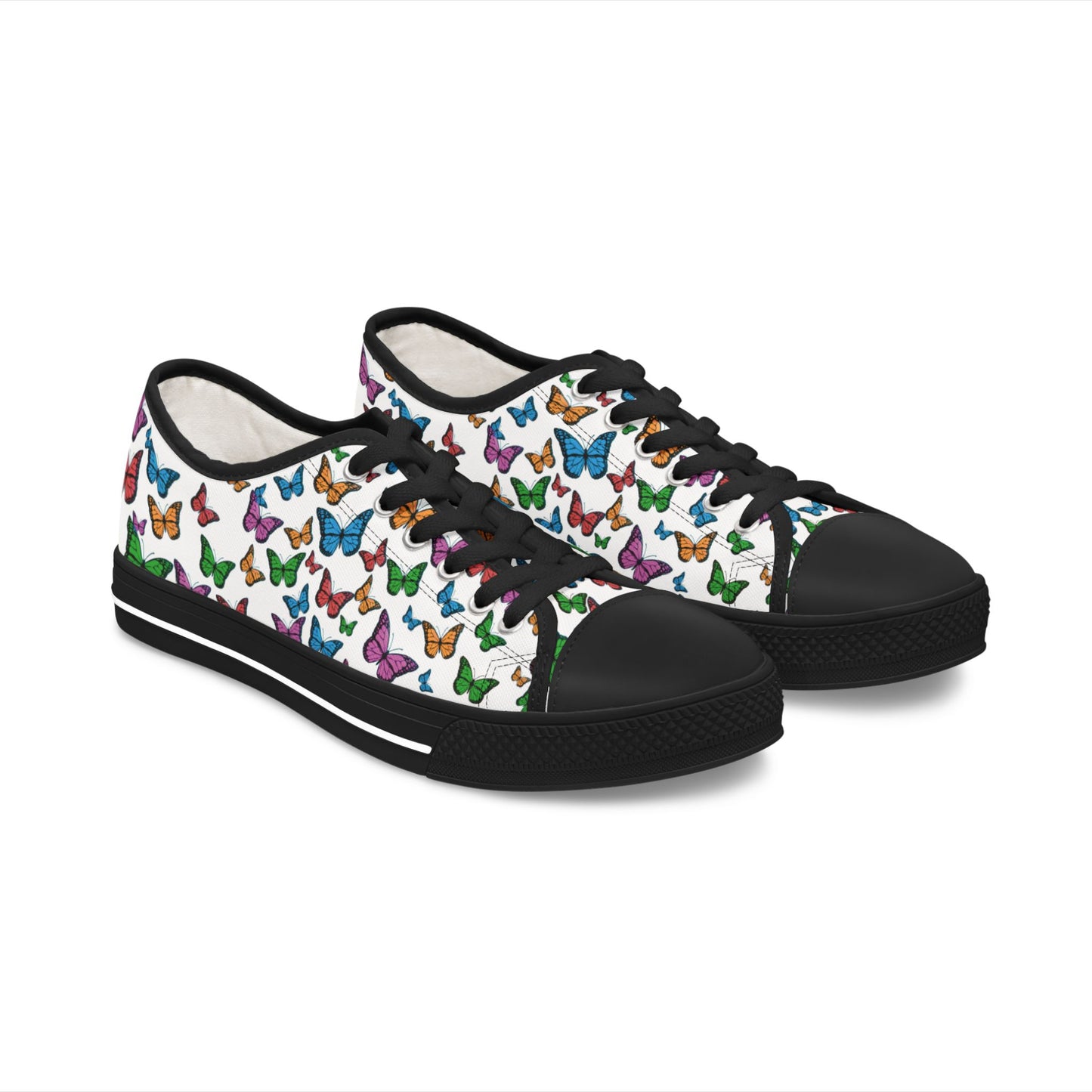 Colorful Butterfly Print Women's Low Top Sneakers