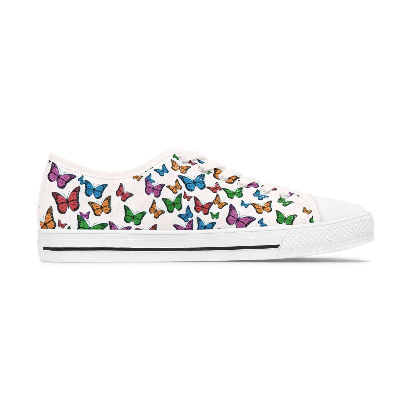 Colorful Butterfly Print Women's Low Top Sneakers
