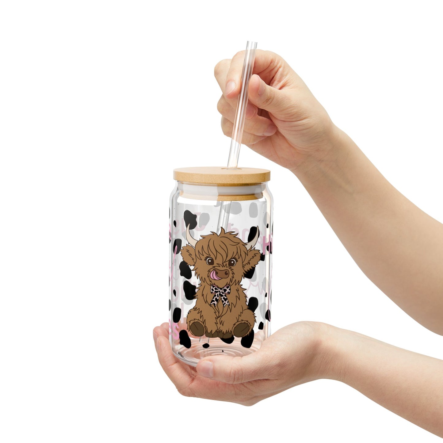 Highland Cow Sipper Glass