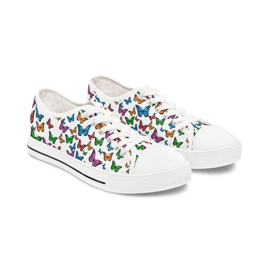 Colorful Butterfly Print Women's Low Top Sneakers