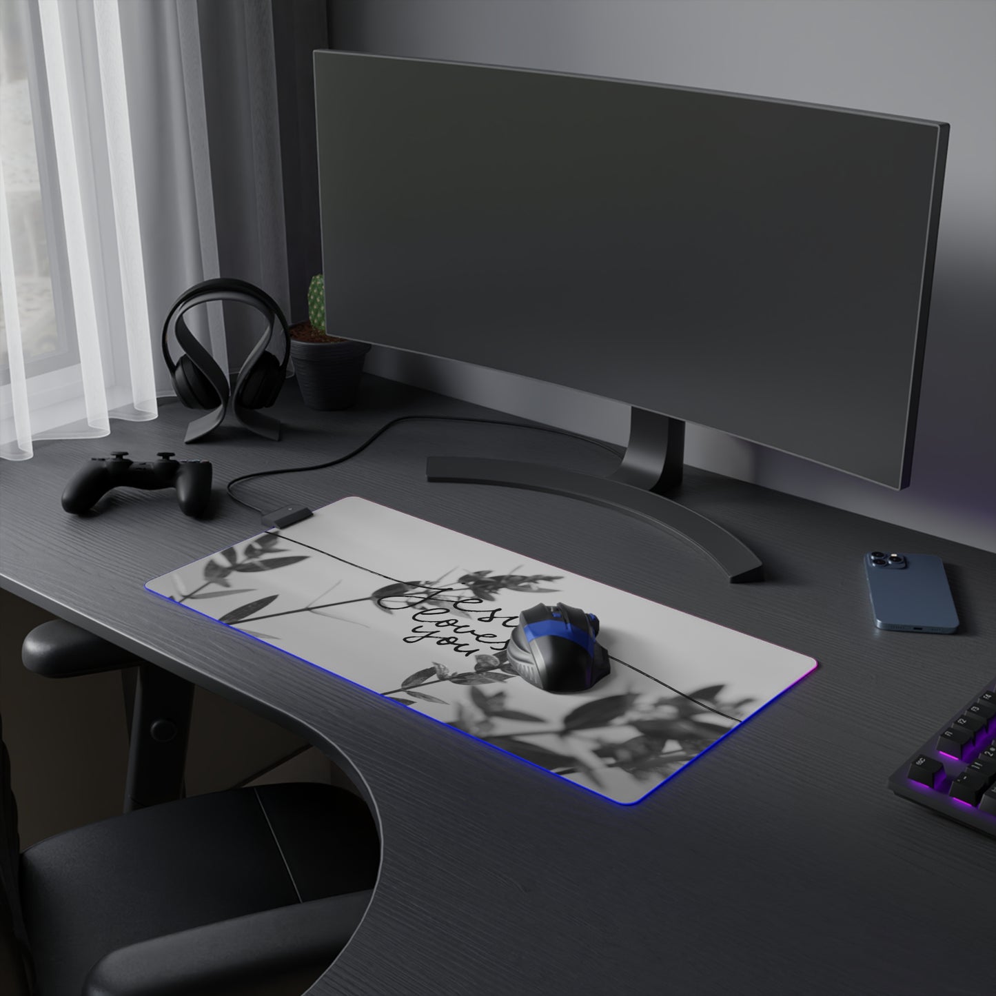 Jesus Loves You LED Gaming Pad