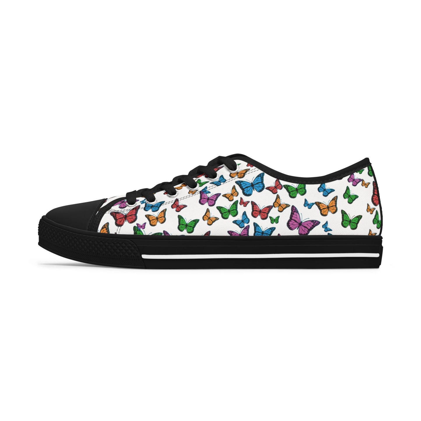 Colorful Butterfly Print Women's Low Top Sneakers